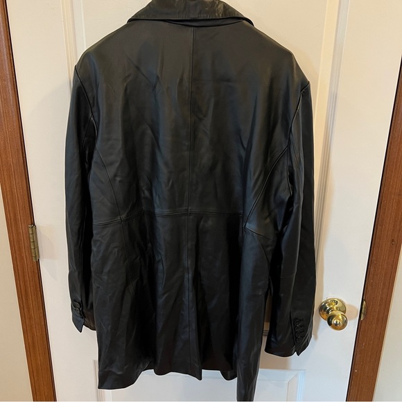 ASOS Design NWT Geuine Black Leather Trench Jacket - Picture 14 of 15